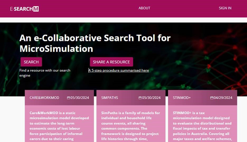 Launch of “e-SearchM”, innovative collaborative internet search tool for microsimulation